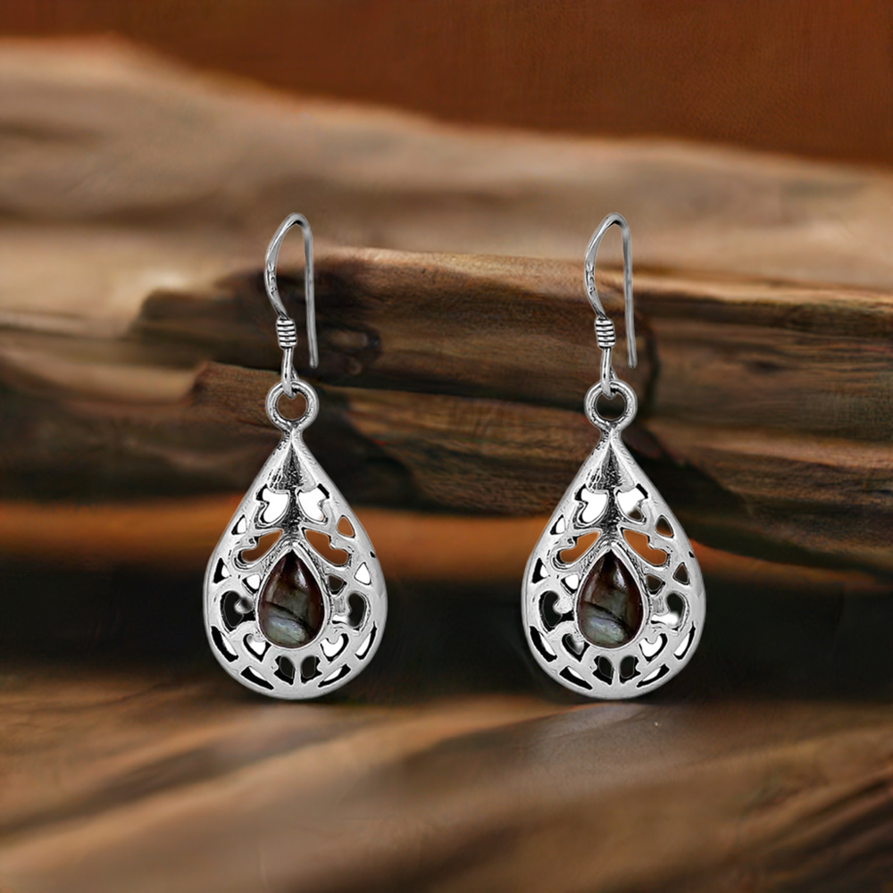 Natural Labradorite Gemstone Earring In 925 Sterling Silver Jewelry 925SE101