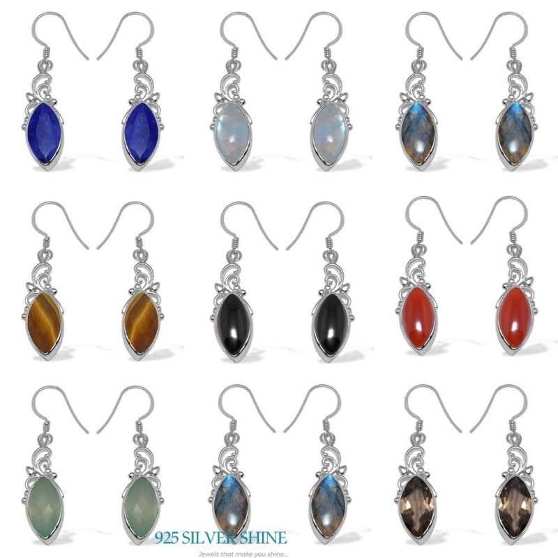 925 Sterling Silver Earrings In Genuine Smoky Quartz Gemstone 925SE1012_2