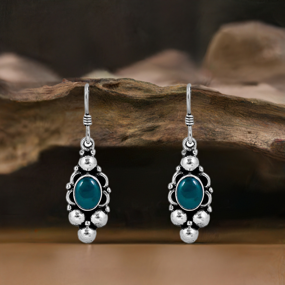 Green Onyx Gemstone Earring In Sterling Silver Jewelry 925SE102