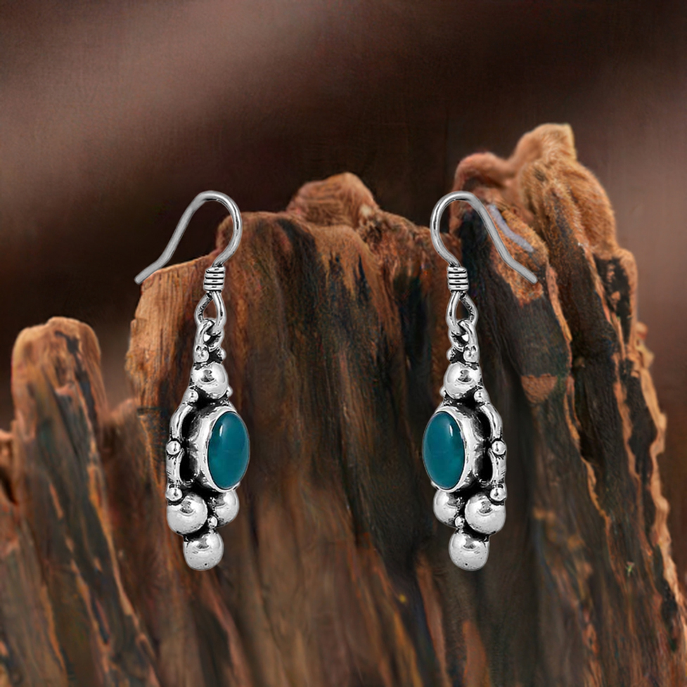 Green Onyx Gemstone Earring In Sterling Silver Jewelry 925SE102_0