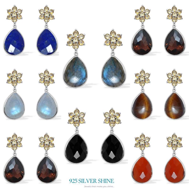 Genuine Chalcedony Gemstone Earrings In 925 Sterling Silver 925SE1021_1