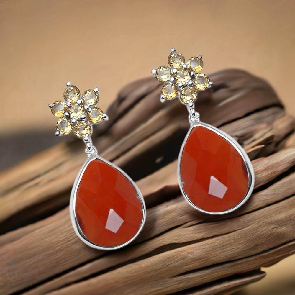 Genuine Chalcedony Gemstone Earrings In Solid 925 Silver 925SE1024