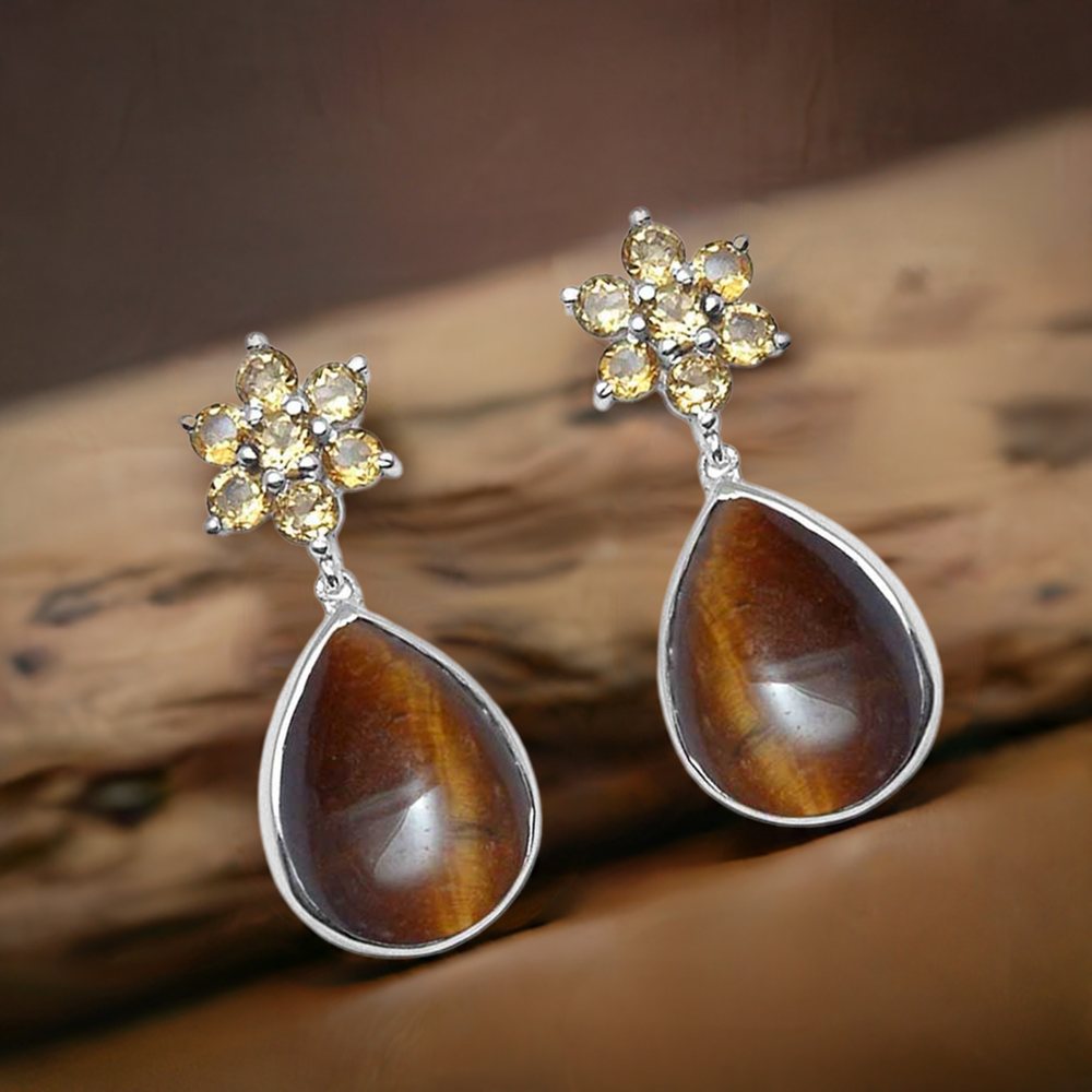 Natural Chalcedony Gemstone Earrings In Fine 925 Sterling Silver 925SE1025