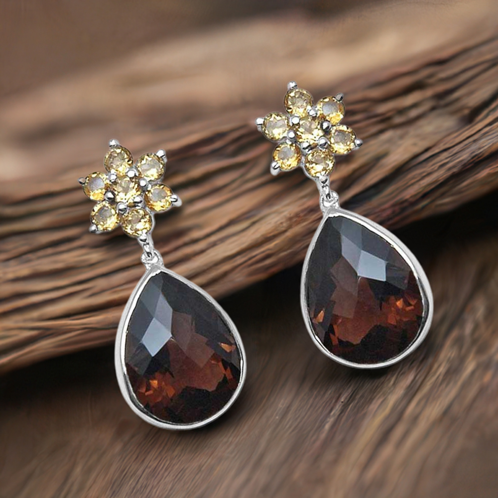 Semi Precious Chalcedony Gemstone Earrings In Fine 925 Sterling Silver 925SE1026