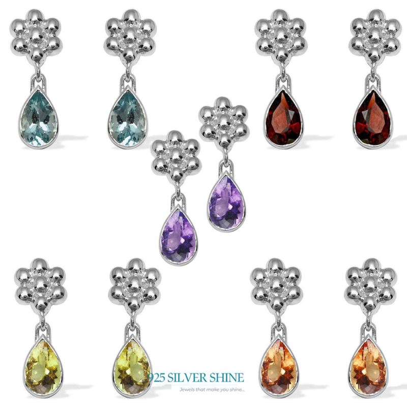 Genuine Citrine Gemstone Earrings In Fine 925 Sterling Silver 925SE1027_2