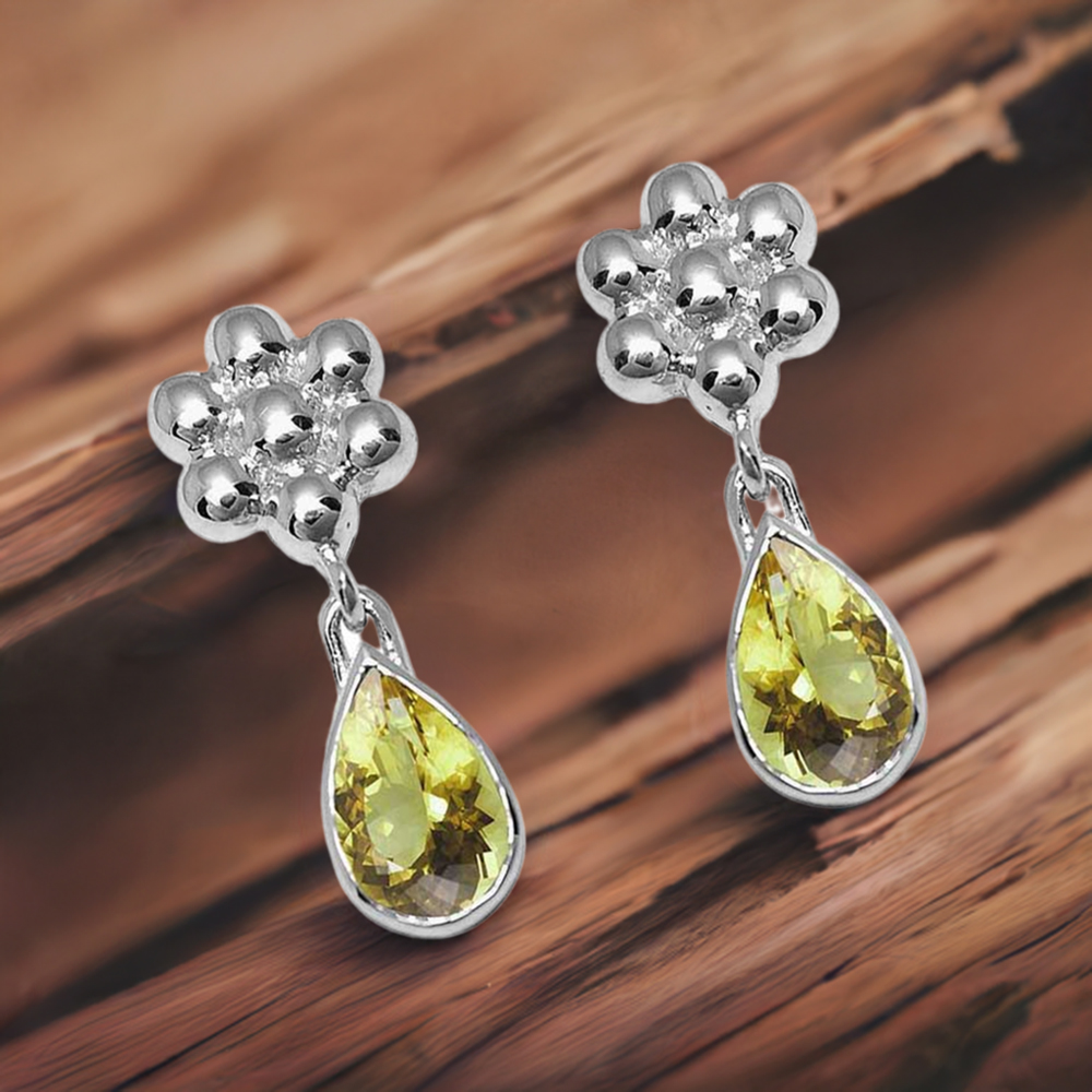 925 Sterling Silver Earrings In Natural Peridot Gemstone 925SE1028