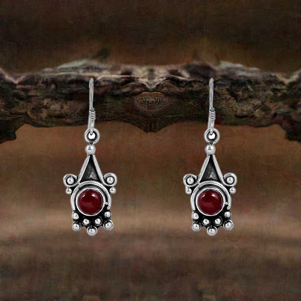 Garnet Gemstone Earring In 925 Sterling Silver Jewelry 925SE104