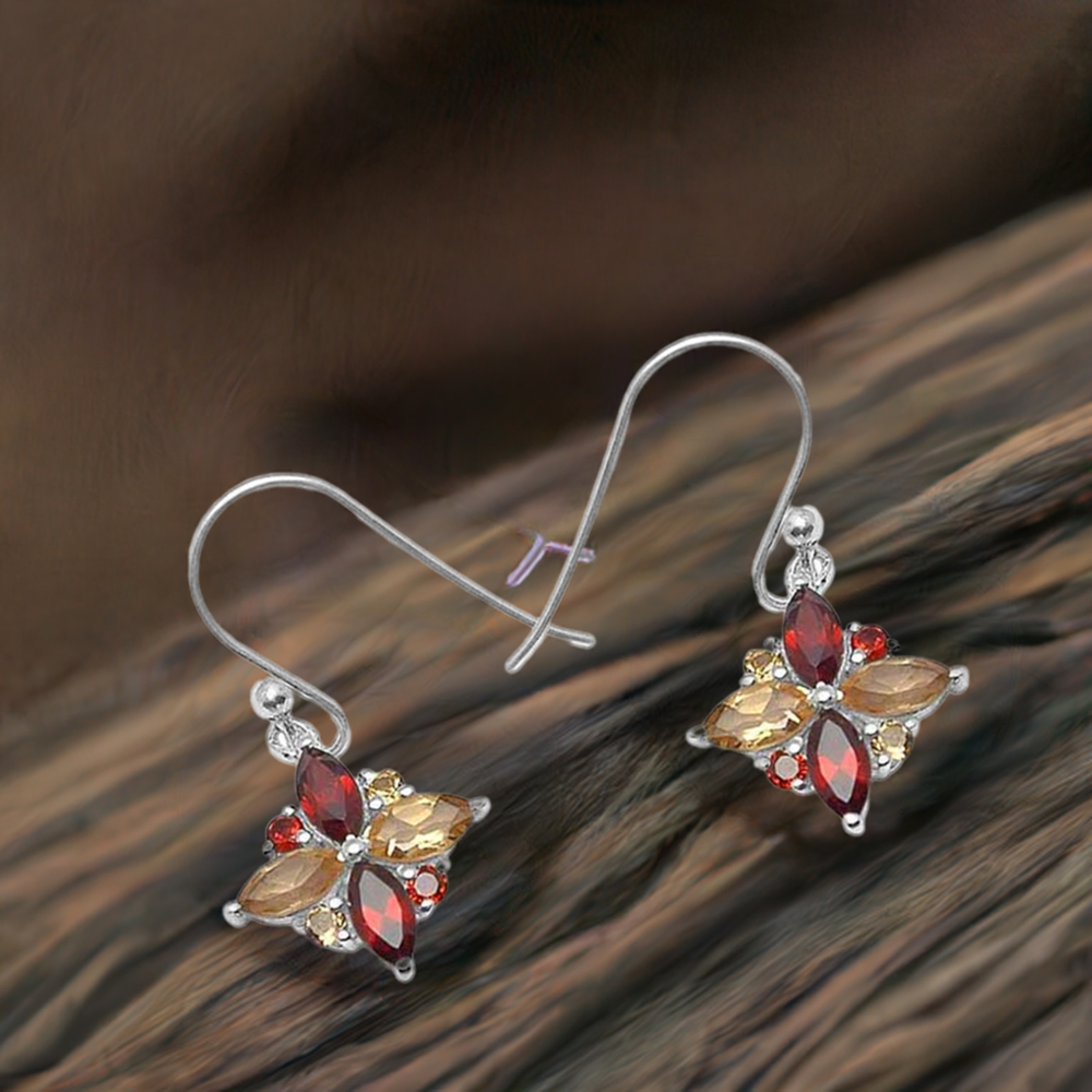 Natural Multi Gemstone Earrings In 925 Sterling Silver Jewelry 925SE1043