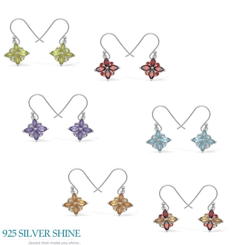 Natural Multi Gemstone Earrings In 925 Sterling Silver Jewelry 925SE1043_2
