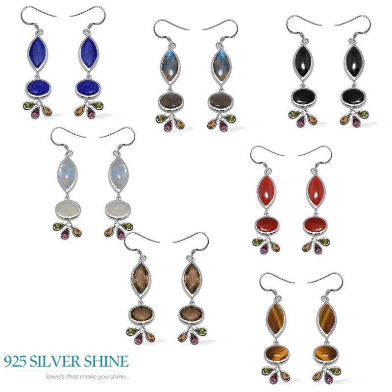 Natural Multi Gemstone Earrings In 925 Sterling Silver Jewelry 925SE1049_2