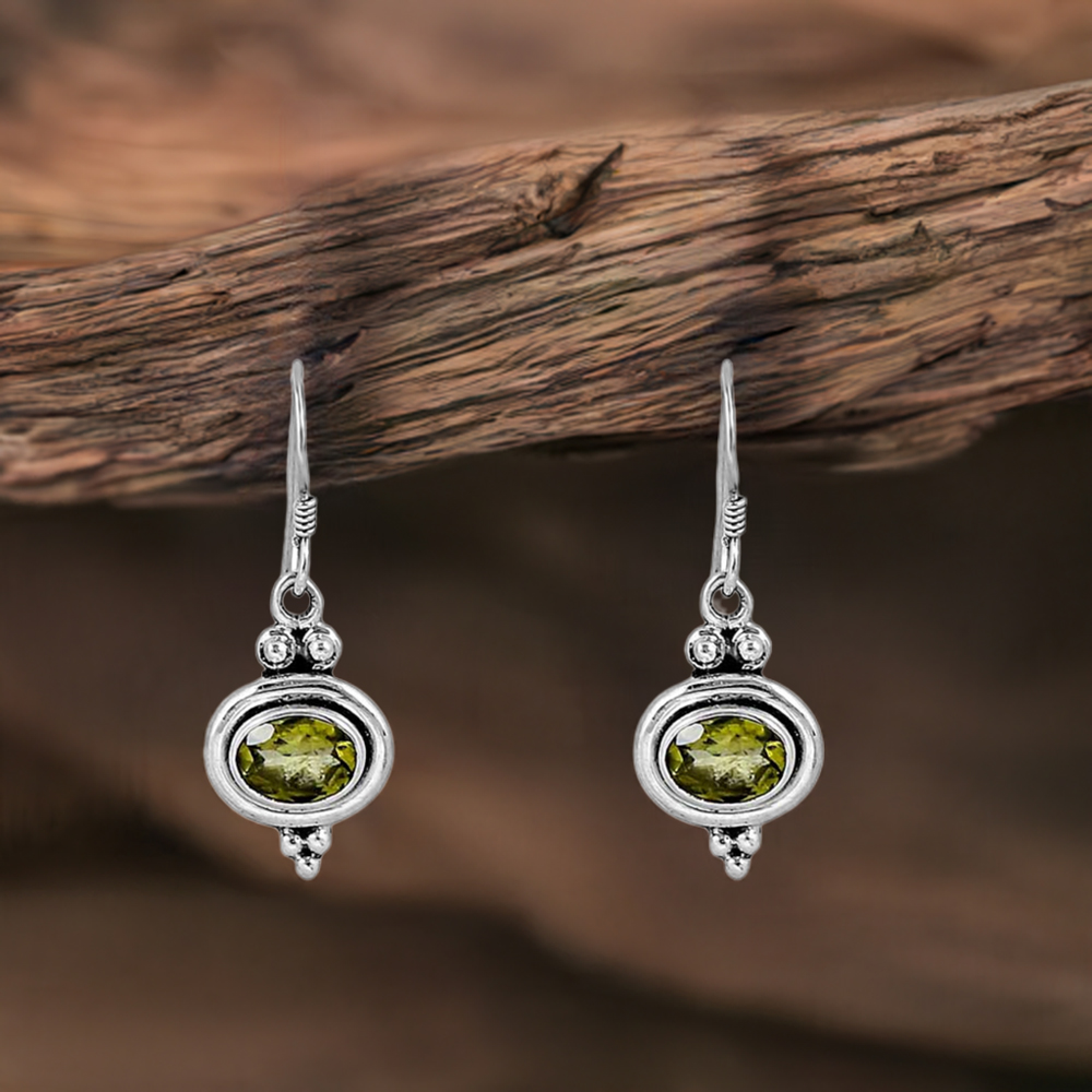 Natural Peridot Gemstone Earring In Sterling Silver Jewelry 925SE105
