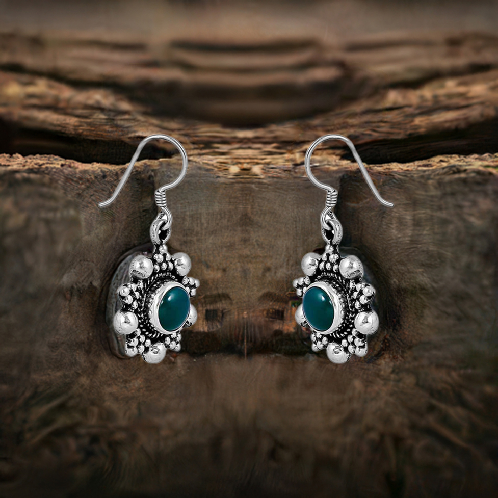 Natural Green Onyx Gemstone Earring In Sterling Silver Jewelry 925SE106_0