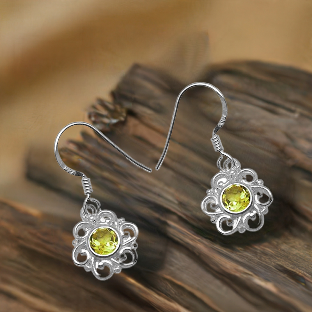 925 Sterling Silver Handmade Earrings In Peridot Gemstone Jewelry 925SE1062