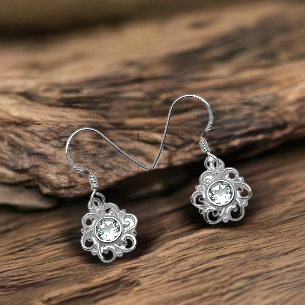 925 Sterling Silver Earrings In Blue Topaz Gemstone Jewelry 925SE1065