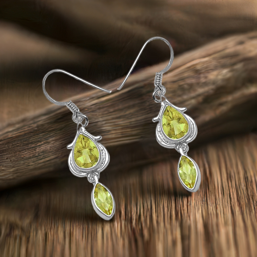 925 Sterling Silver Earrings In Peridot Gemstone Jewelry 925SE1067