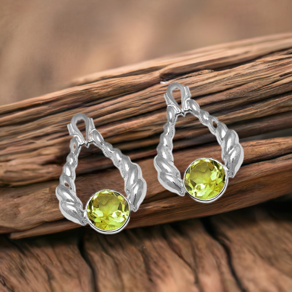 925 Sterling Silver Earrings In Lemon Quartz Gemstone Jewelry 925SE1078