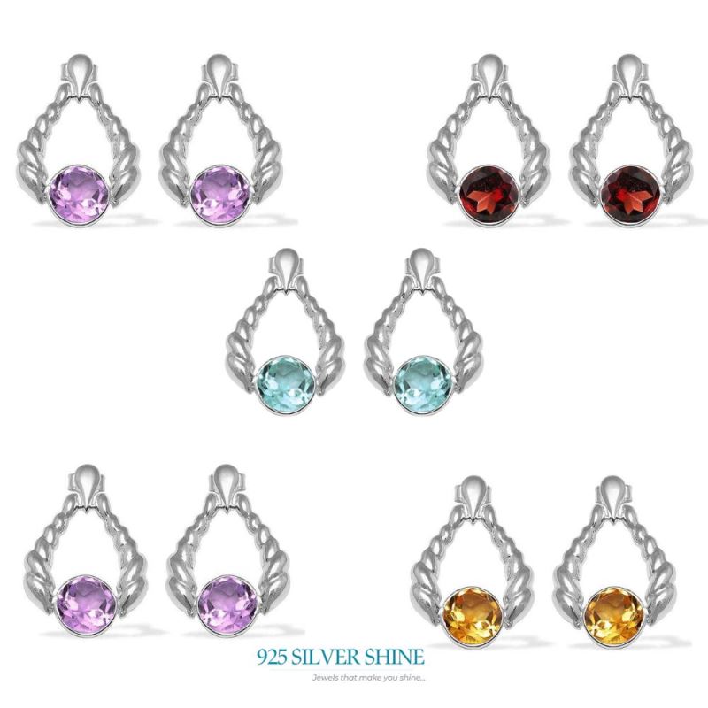 925 Sterling Silver Handmade Earrings In Garnet Gemstone Jewelry 925SE1081_2