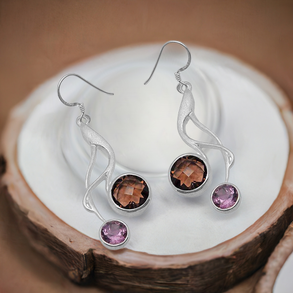 925 Sterling Silver Handmade Earrings In Multi Gemstone Jewelry 925SE1082