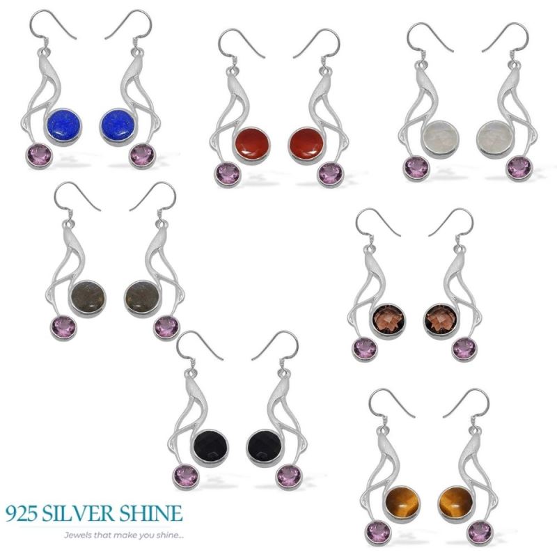 925 Sterling Silver Handmade Earrings In Multi Gemstone Jewelry 925SE1083_2