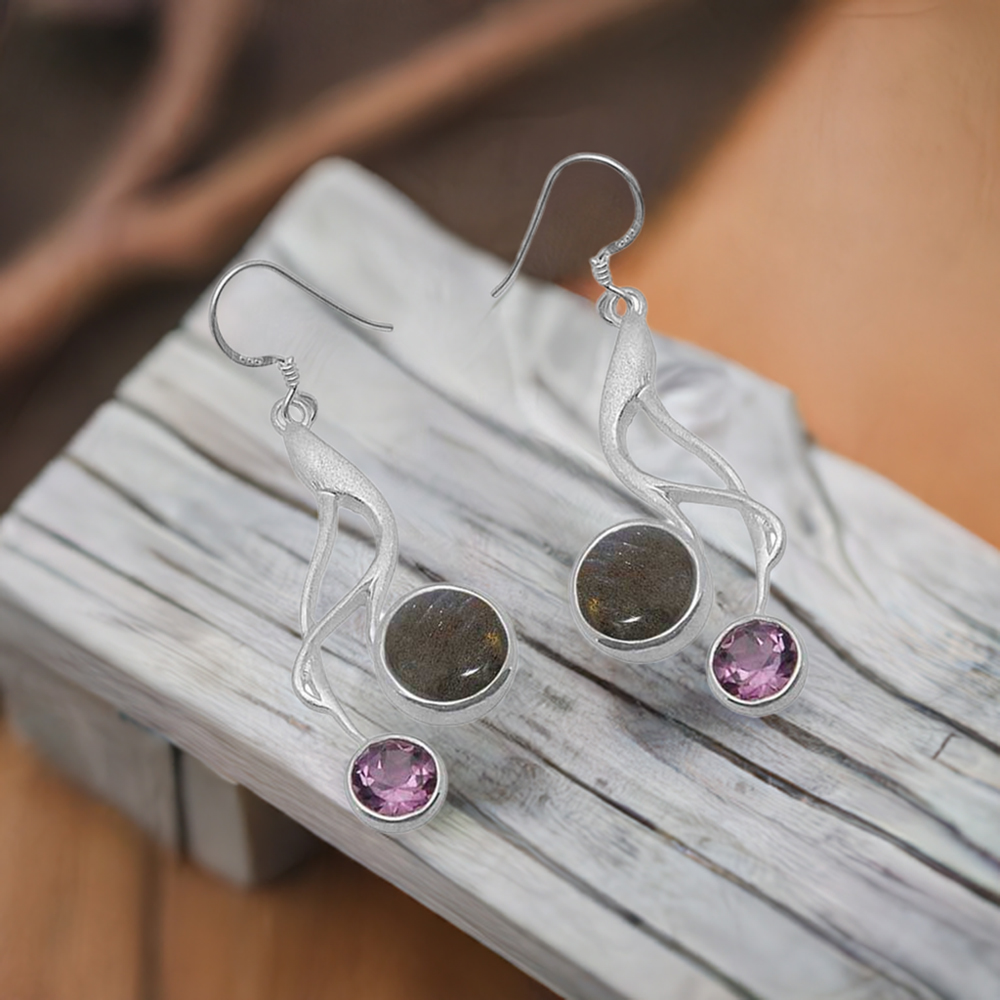 925 Sterling Silver Handmade Earrings In Multi Gemstone Jewelry 925SE1084