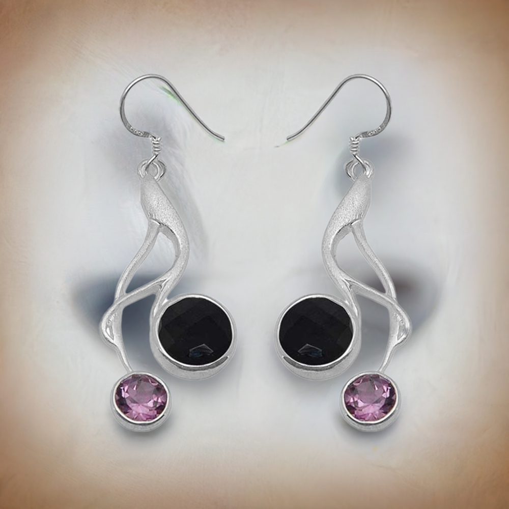 925 Sterling Silver Handmade Earrings In Multi Gemstone Jewelry 925SE1085