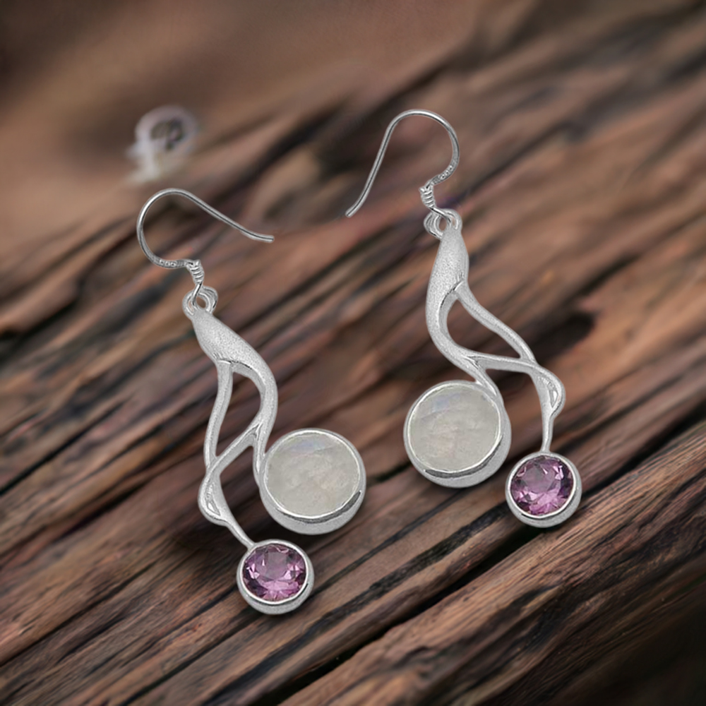 925 Sterling Silver Handmade Earrings In Multi Gemstone Jewelry 925SE1087