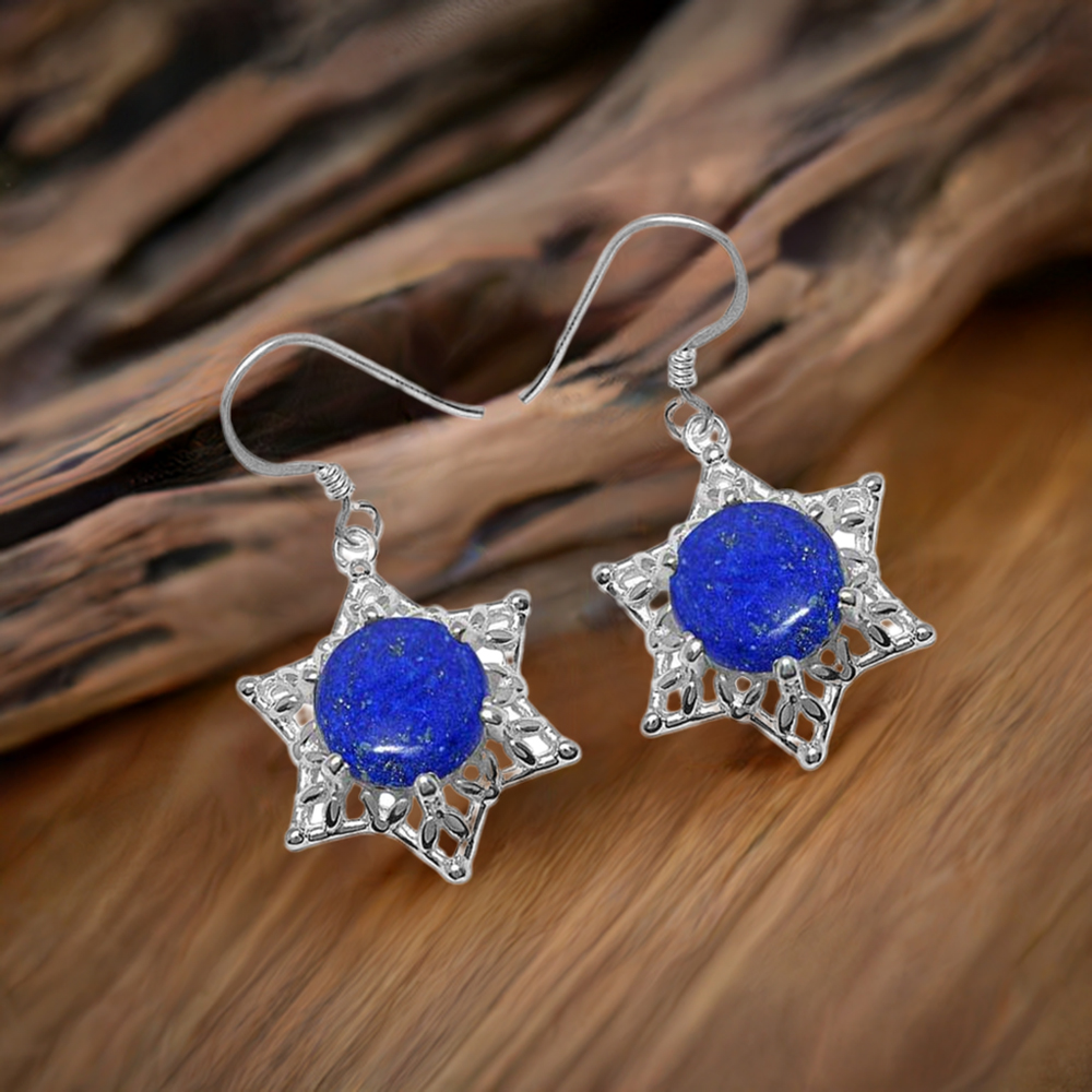 925 Sterling Silver Earrings In Natural Lapis Lazuli Gemstone 925SE1089