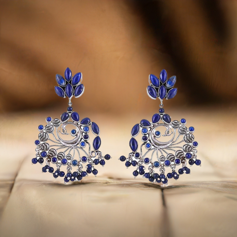 Natural Lapis Lazuli Peacock Earring In 925 Sterling Silver Jewelry 925SE11