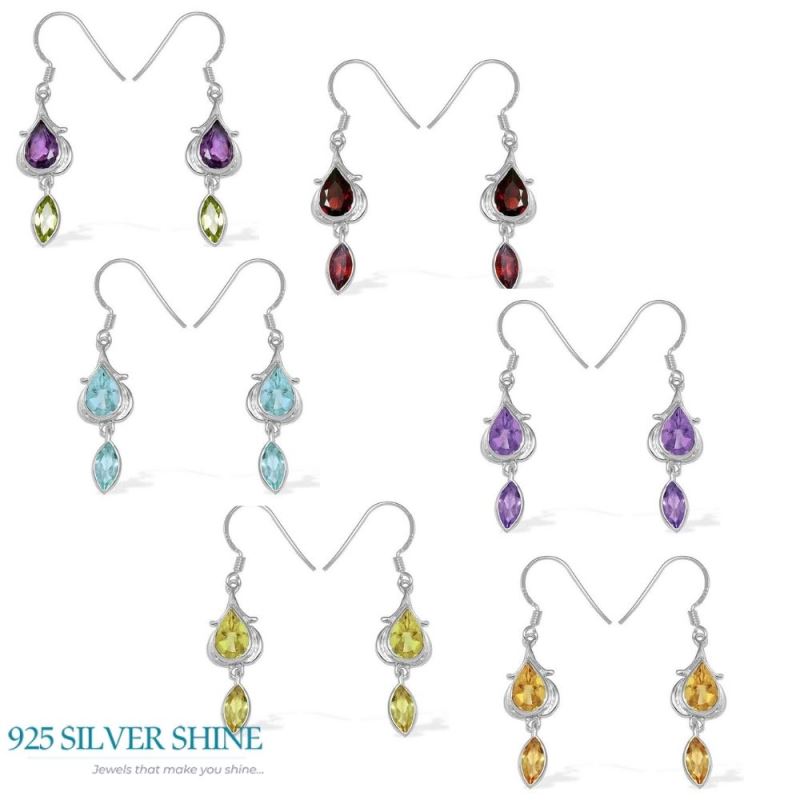 Genuine Garnet Gemstone Earrings In 925 Sterling Silver 925SE1100_2