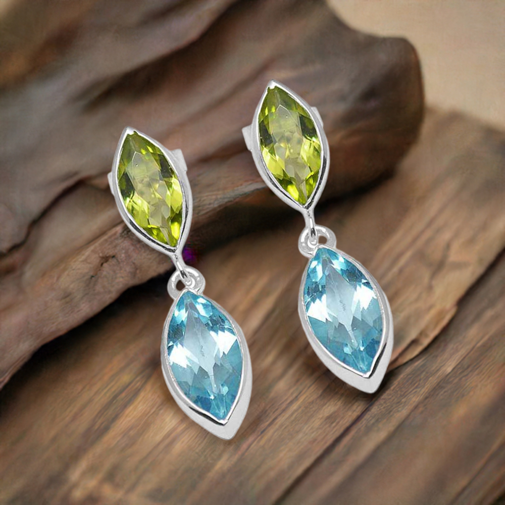 925 Sterling Silver Earrings In Semi Precious Multi Gemstone 925SE1111