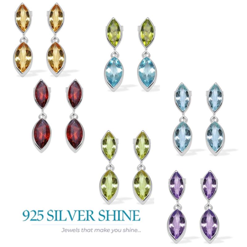 925 Sterling Silver Earrings In Genuine Citrine Gemstone 925SE1112_2