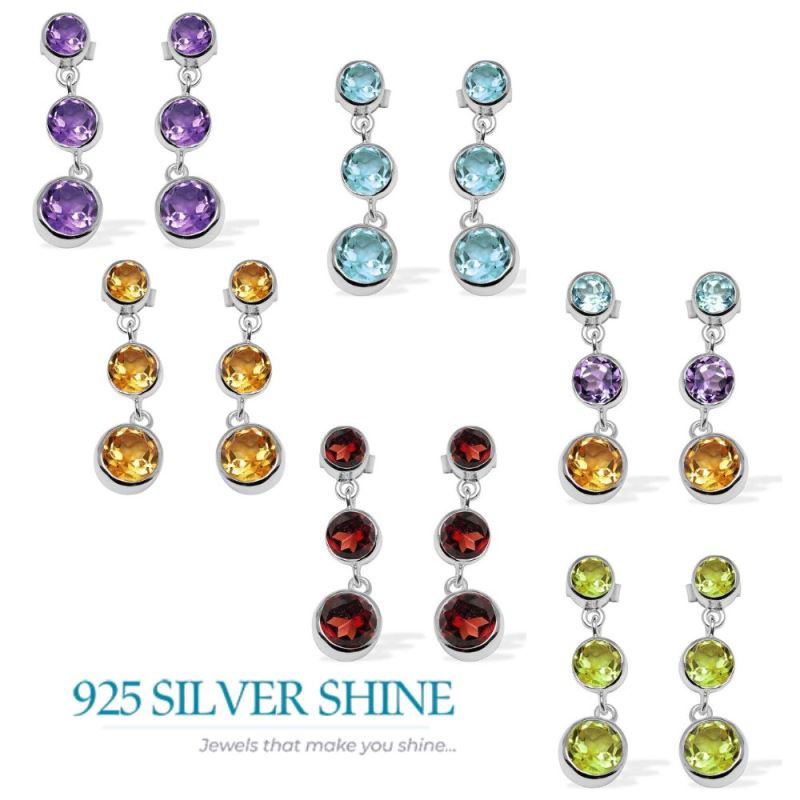 925 Sterling Silver Earrings In Semi Precious Citrine Gemstone 925SE1120_2