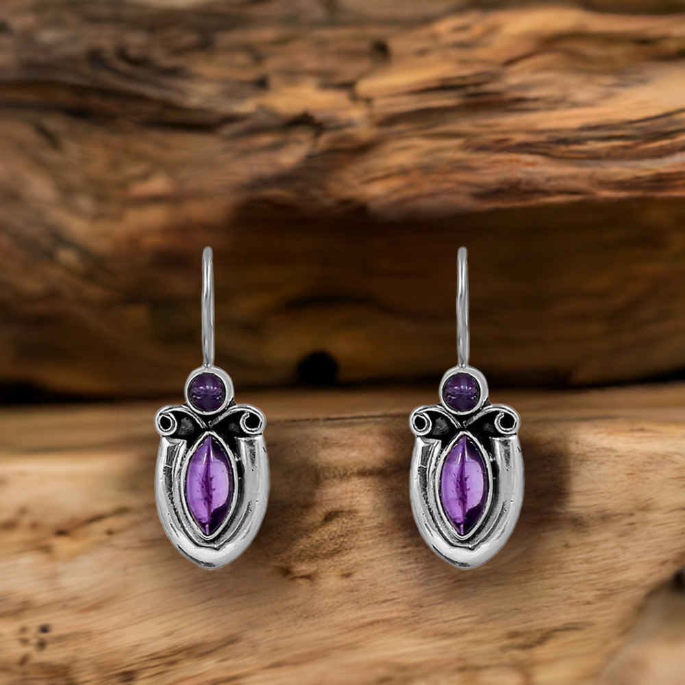 Amethyst Gemstone Earring In 925 Sterling Silver Jewelry 925SE113