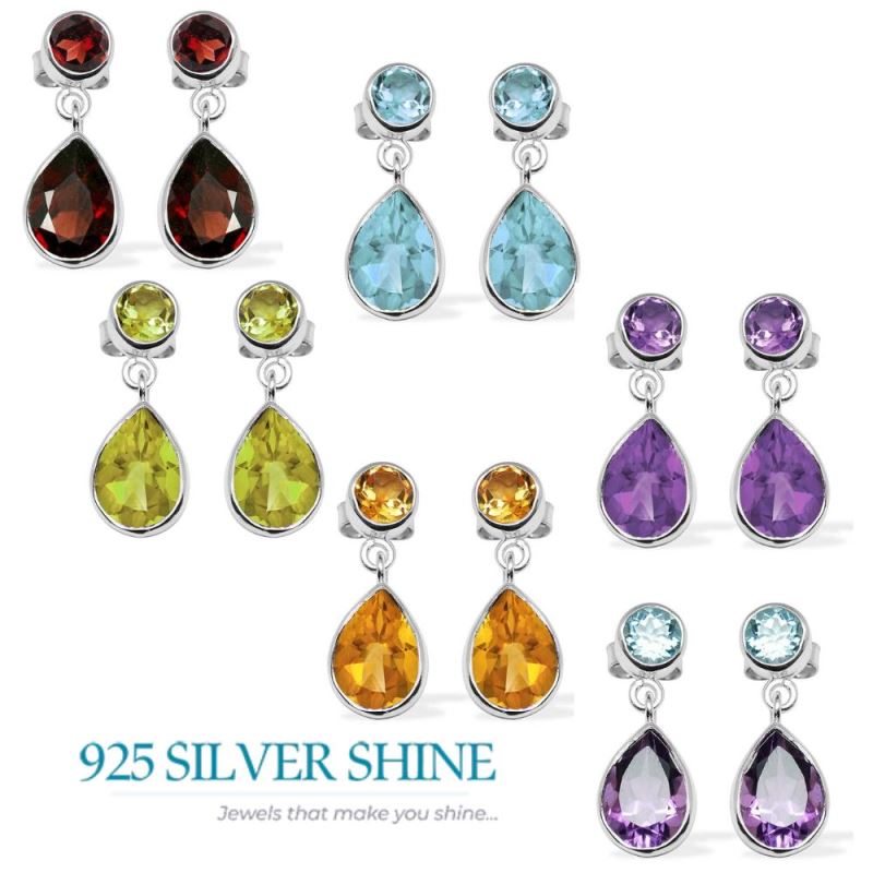 925 Sterling Silver Earrings In Amethyst Gemstone Jewelry 925SE1134_2