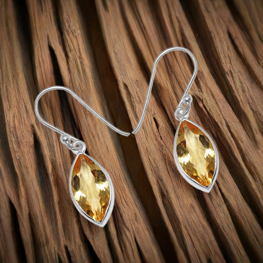 925 Sterling Silver Handmade Earrings In Citrine Gemstone Jewelry 925SE1137