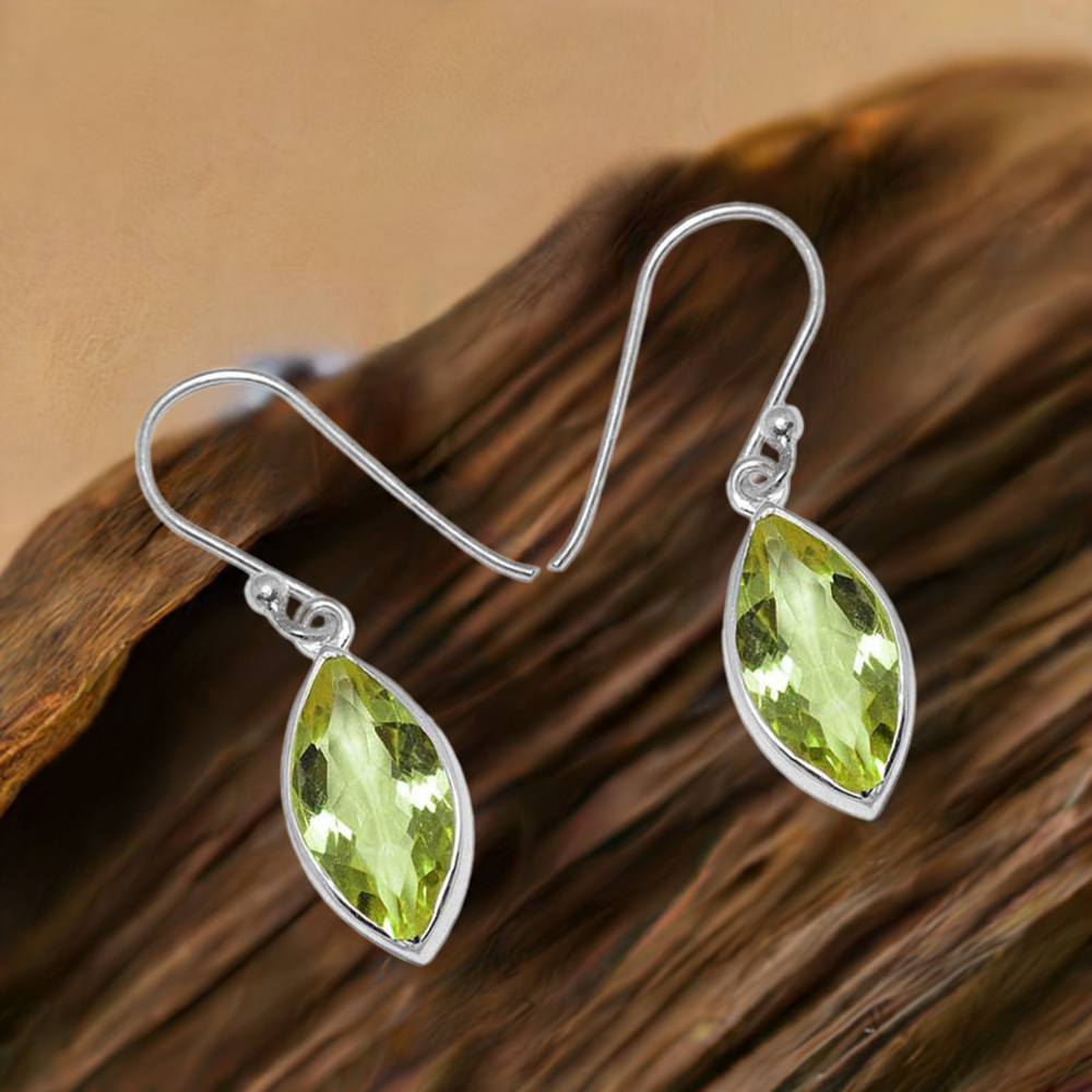 925 Sterling Silver Handmade Earrings In Lemon Quartz Gemstone Jewelry 925SE1138