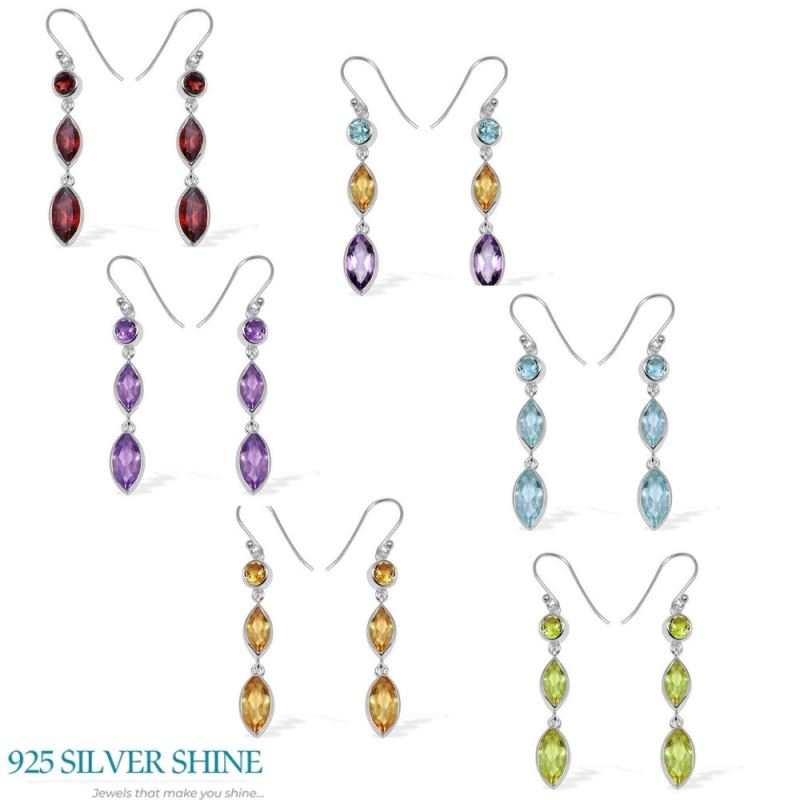 925 Sterling Silver Earrings In Garnet Gemstone Jewelry 925SE1147_2