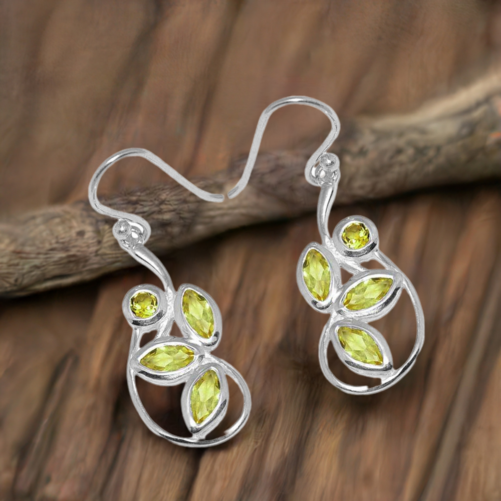 925 Sterling Silver Handmade Earrings In Lemon Quartz Gemstone Jewelry 925SE1150