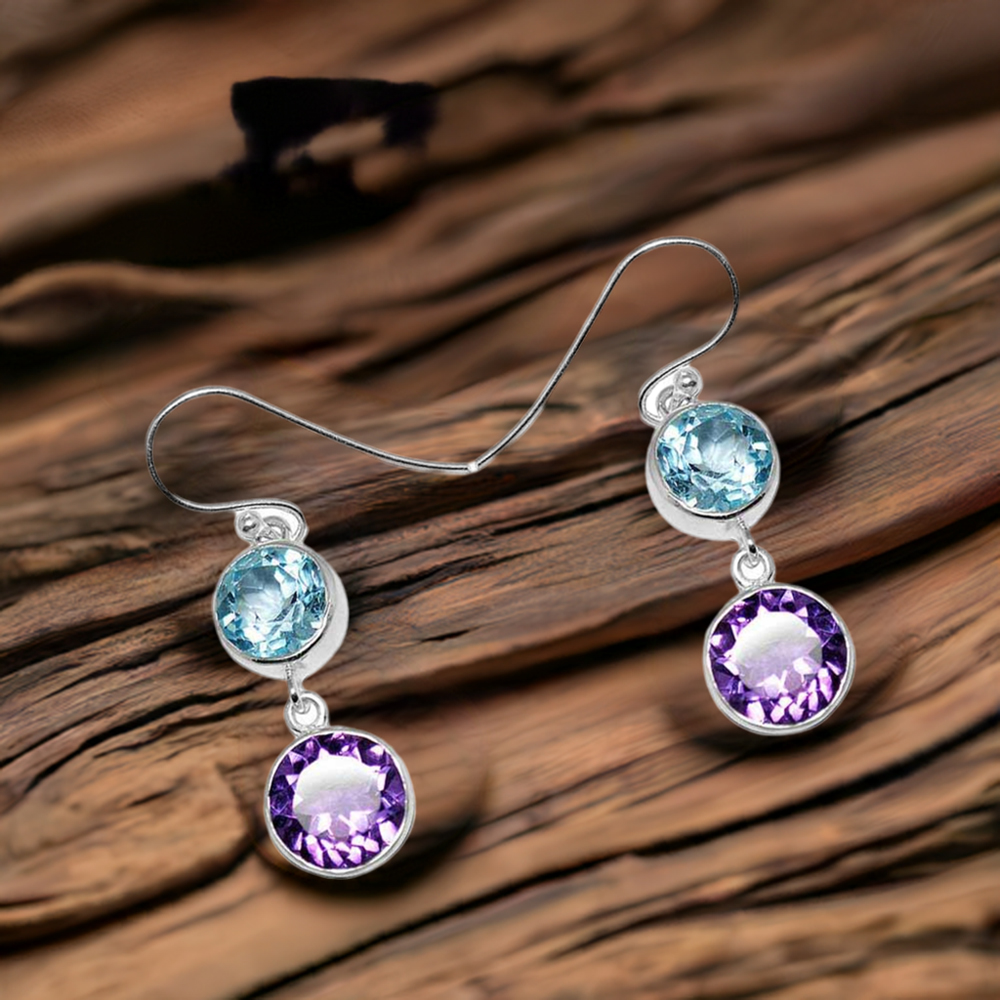 925 Sterling Silver Earrings In Multi Gemstone Jewelry 925SE1153