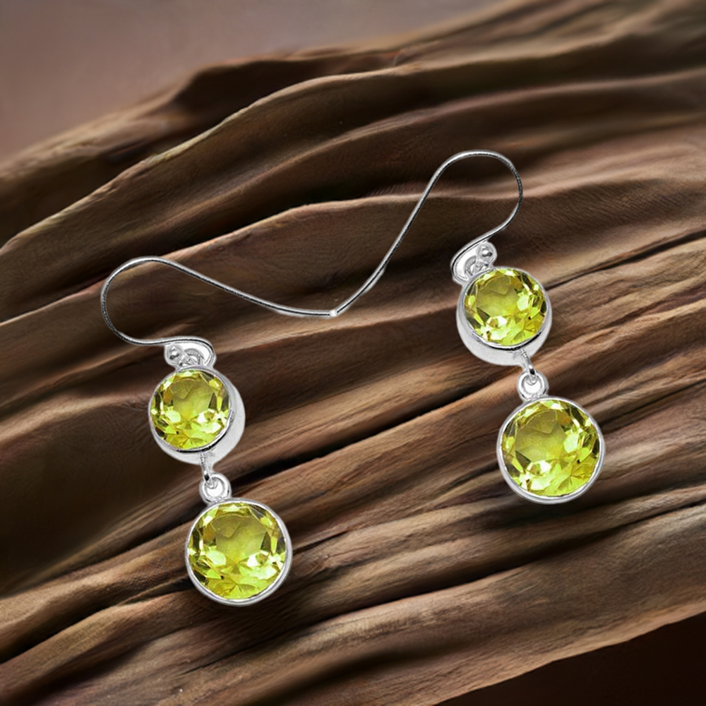925 Sterling Silver Earrings In Lemon Quartz Gemstone Jewelry 925SE1155