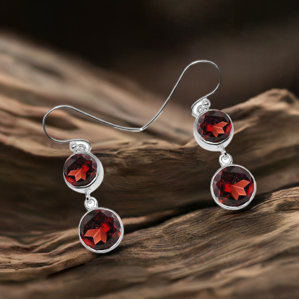 925 Sterling Silver Handmade Earrings In Garnet Gemstone Jewelry 925SE1158
