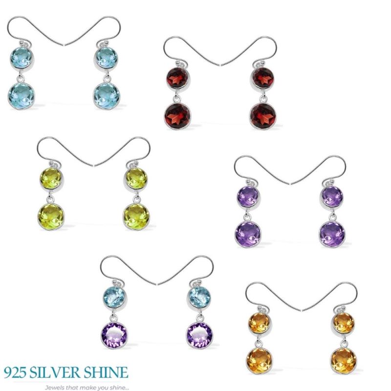 925 Sterling Silver Handmade Earrings In Garnet Gemstone Jewelry 925SE1158_2