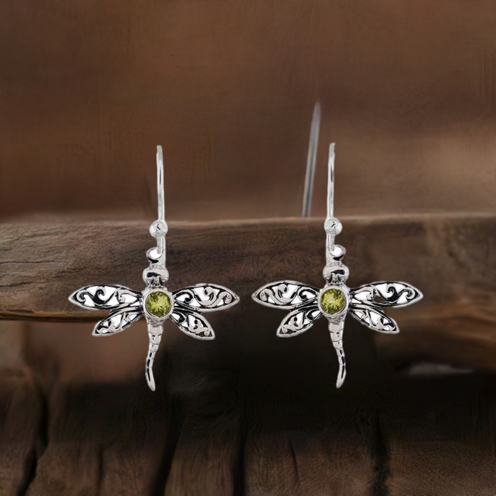 925 Sterling Silver Earrings In Natural Peridot Gemstone 925SE1159