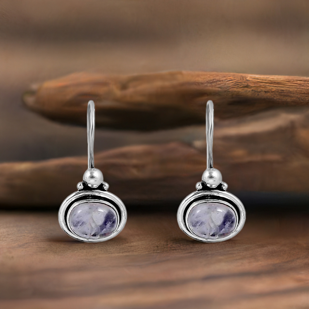 Rainbow Moonstone Earring In 925 Solid Silver Jewelry 925SE116