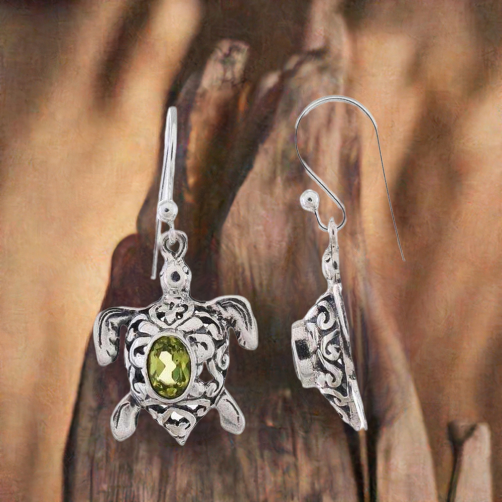 Solid 925 Silver Earrings In Semi Precious Peridot Gemstone 925SE1163