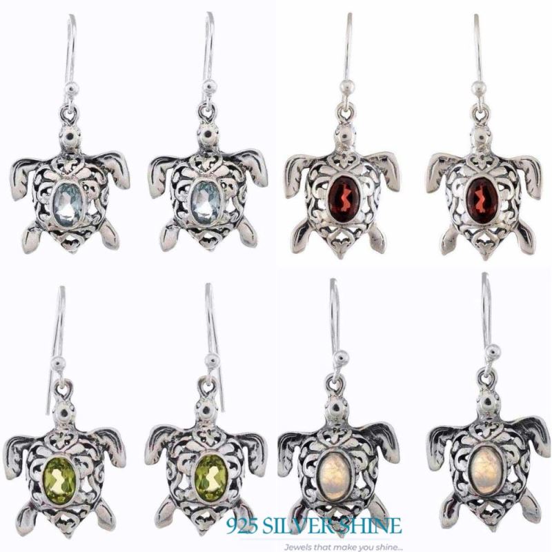 Fine 925 Sterling Silver Earrings In Semi Precious Blue Topaz Gemstone 925SE1166_2