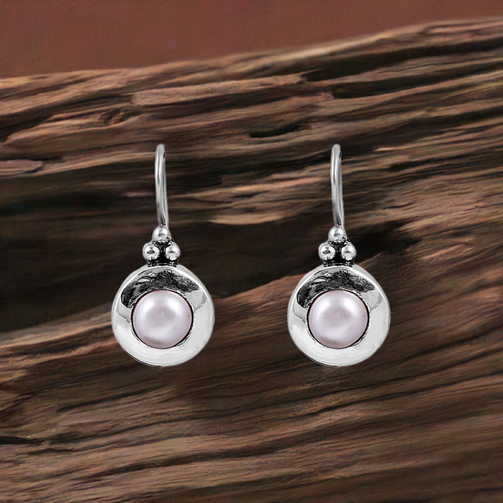 Natural Pearl Gemstone Earring In 925 Sterling Silver Jewelry 925SE117