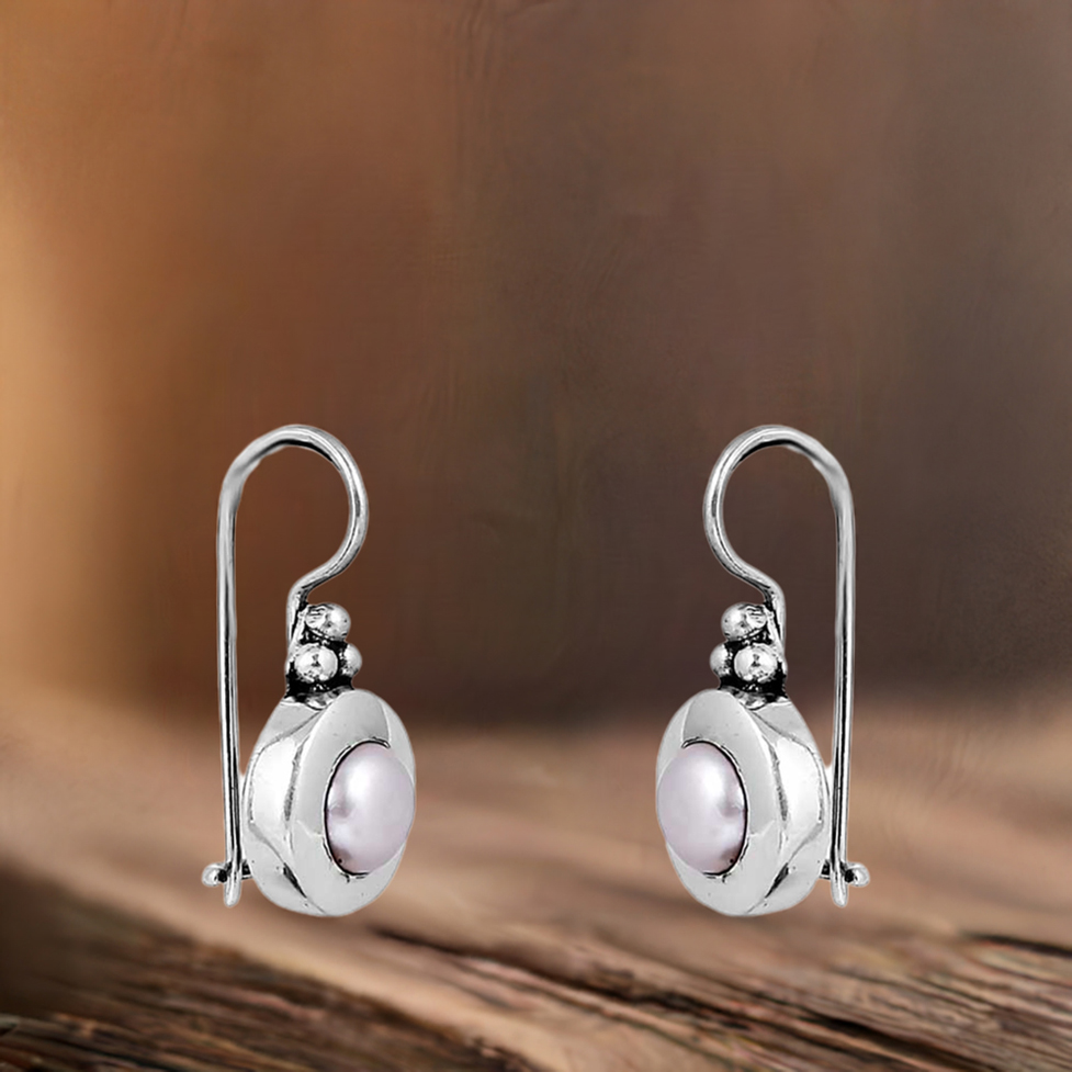 Natural Pearl Gemstone Earring In 925 Sterling Silver Jewelry 925SE117_0
