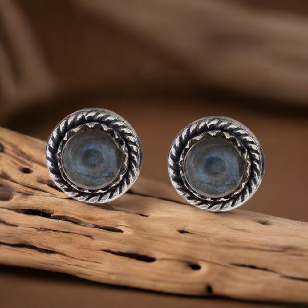 Genuine Labradorite Gemstone Earrings In 925 Sterling Silver 925SE1170