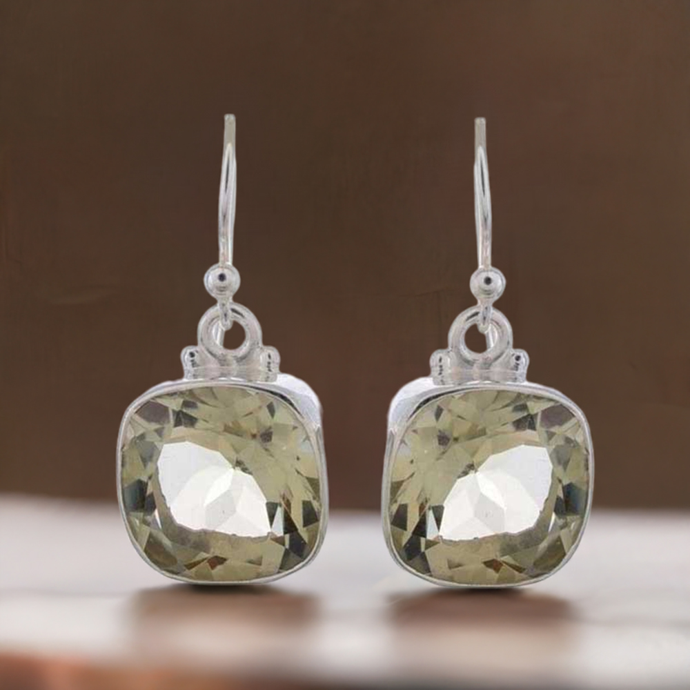 Natural Quartz Gemstone Earrings In Fine 925 Sterling Silver 925SE1174